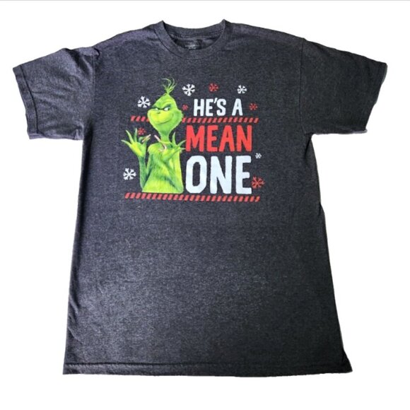 The Grinch T-Shirt Christmas De Seuss Size Med. Unisex He's A Mean One Grey - Picture 2 of 7